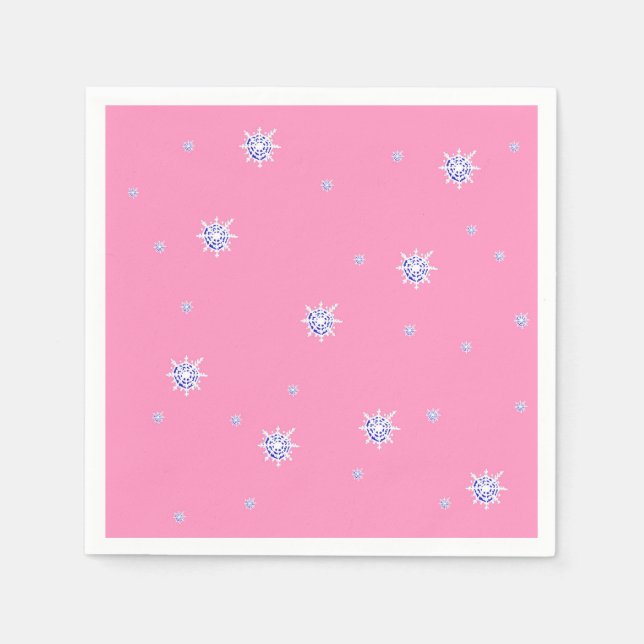 Pink Winter Snowflakes   Napkin (Front)