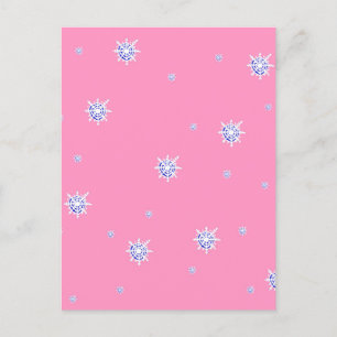 Pink Winter Snowflakes Postcard