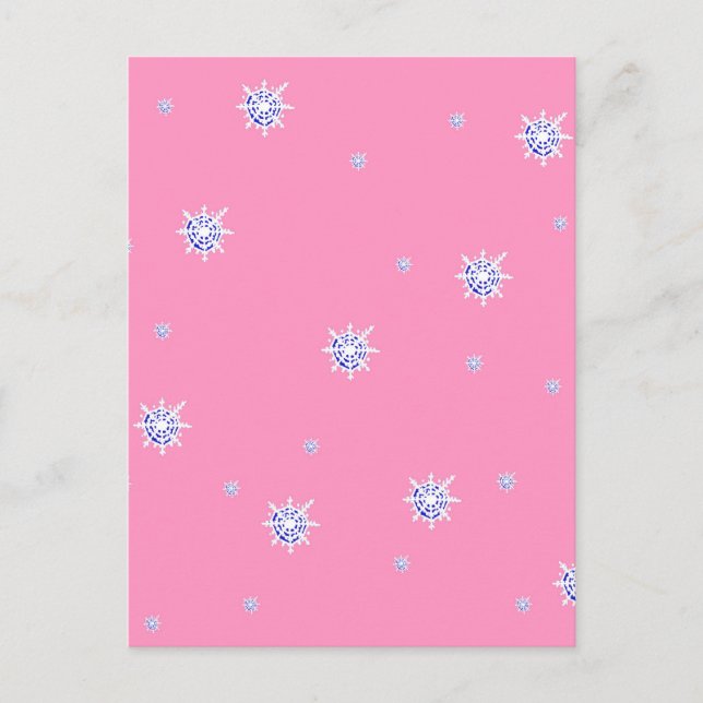 Pink Winter Snowflakes   Postcard (Front)