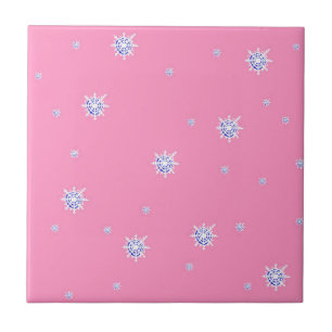 Pink Winter Snowflakes Tile
