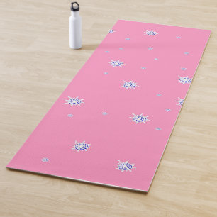 Pink Winter Snowflakes Yoga Mat