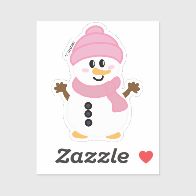 Pink Winter Snowman (Sheet)