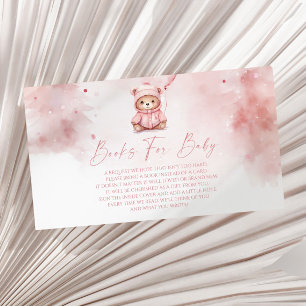 Pink Winter Teddy Bear Baby Shower Books For Baby Enclosure Card