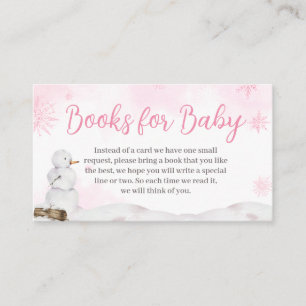 Pink Winter Wonderland Baby Shower Books for Baby Enclosure Card