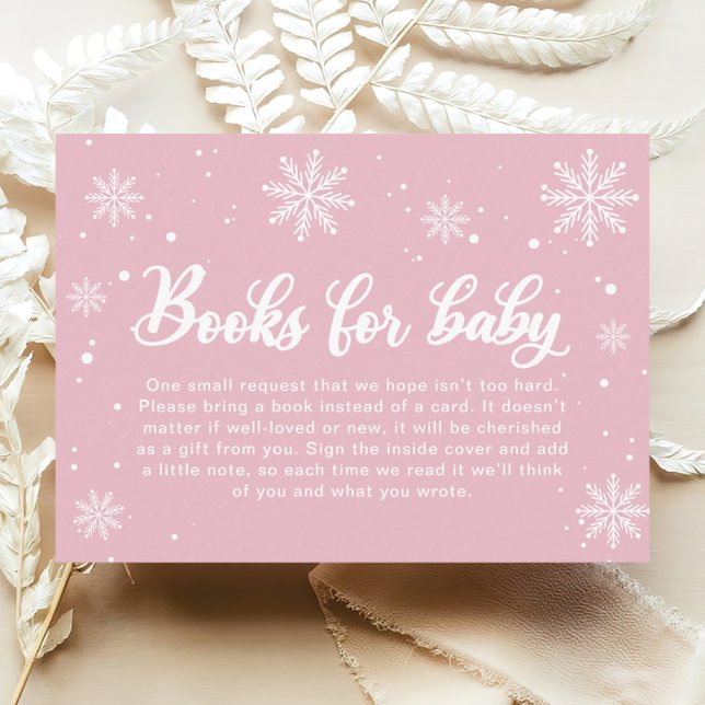 Pink Winter Wonderland Baby Shower Books for Baby Enclosure Card (Creator Uploaded)