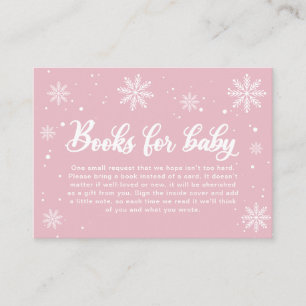 Pink Winter Wonderland Baby Shower Books for Baby Enclosure Card