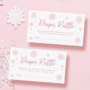Pink Winter Wonderland Baby Shower Diaper Raffle  Enclosure Card