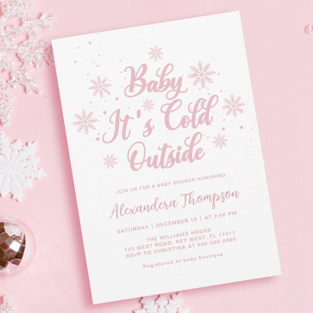 Pink Winter Wonderland Baby Shower Invitation (Creator Uploaded)
