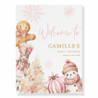 Pink Winter Wonderland Baby Shower Welcome Sign