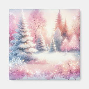 Pink Winter Wonderland Christmas Magnet