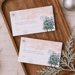 Pink Winter Wonderland Diaper Raffle Enclosure Card