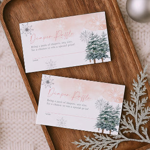 Pink Winter Wonderland Diaper Raffle Enclosure Card