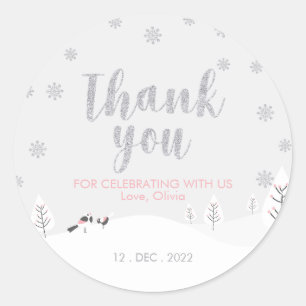 Pink Winter Wonderland, Girl Baby Shower/Sprinkle  Classic Round Sticker