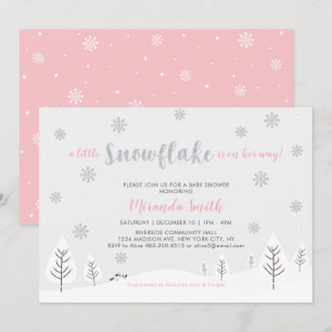 Pink Winter Wonderland, Girl Baby Shower/Sprinkle Invitation