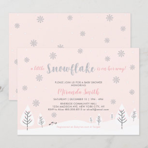 Pink Winter Wonderland, Girl Baby Shower/Sprinkle  Invitation
