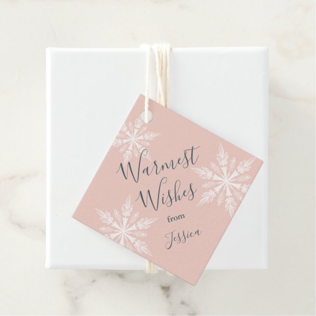 Pink Winter Wonderland Holiday Favour Tags (In Situ)