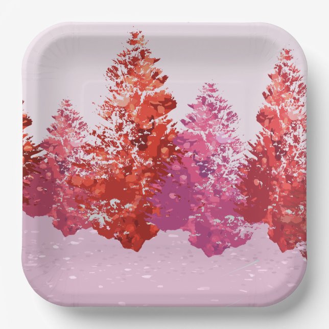 Pink Winter Wonderland Paper Plate (Front)