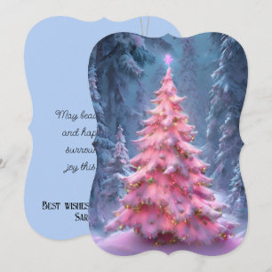 Pink Winter Wonderland Personalise Signature Holiday Card