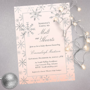 Pink Winter Wonderland Snowflake Baby Shower Invitation