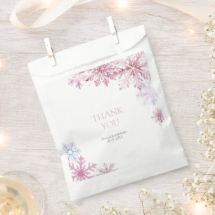 Pink Winter Wonderland Snowflake First Birthday Favour Bags