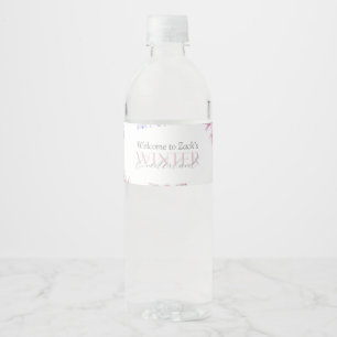 Pink Winter Wonderland Snowflake First Birthday Water Bottle Label