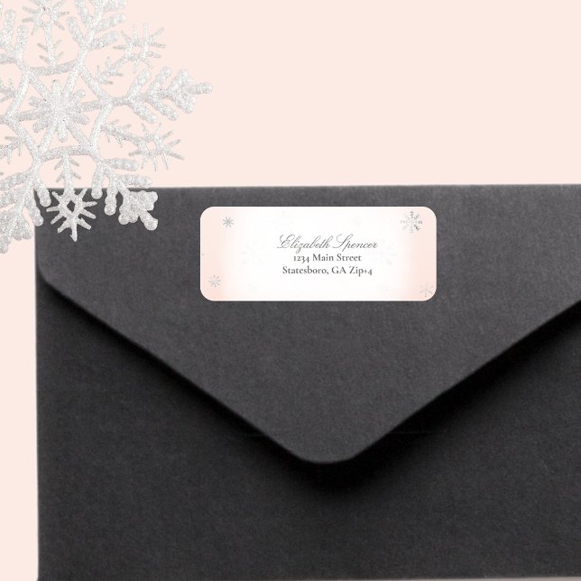 Pink Winter Wonderland Snowflake Return Address (Creator Uploaded)