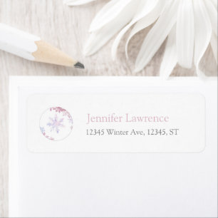 Pink Winter Wonderland Snowflake Return Address 