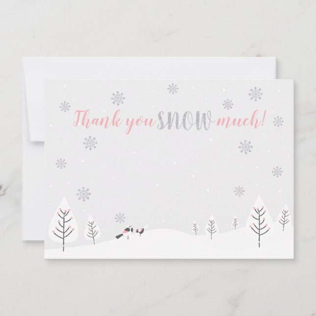 Pink Winter Wonderland - Thank you note card (Front)