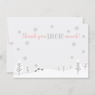 Pink Winter Wonderland - Thank you note card