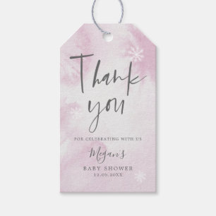 Pink Winter Wonderland Watercolor Baby Shower Gift Tags