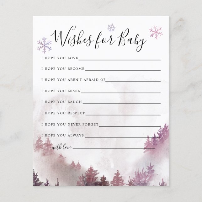 Pink Winter Wonderland Wishes for Baby Card (Front)