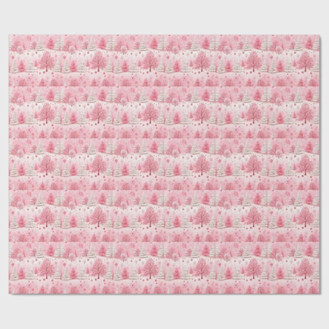 Pink Winter Wonderland Wrapping Paper (Flat)