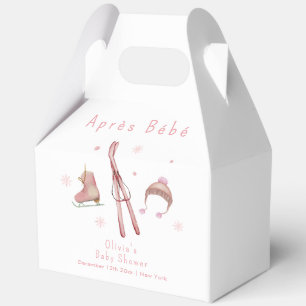 Pink Winter Woodland Après Bébé Ski Baby Shower  Favour Box