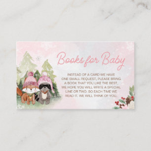 Pink Winter Woodland Baby Shower Books for Baby Enclosure Card