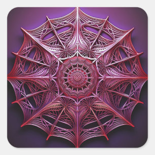 Pink Wireframe Mandelbrot Square Sticker