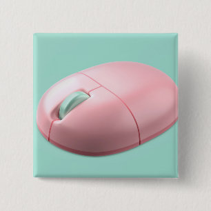 Pink wireless computer mouse 15 cm square badge