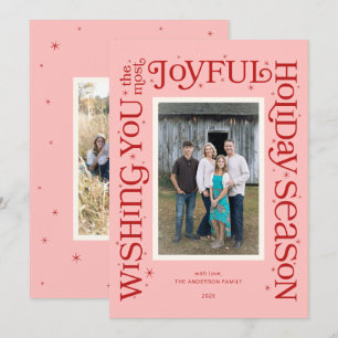 Pink Wishing You the Most Joyful Season  Holiday Card