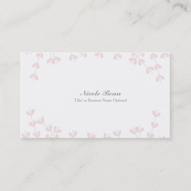 Pink Wispy Rustic Vine Elegant Floral Branch Business Card (Front)
