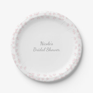 Pink Wispy Rustic Vine Engagement Bridal Shower Paper Plate