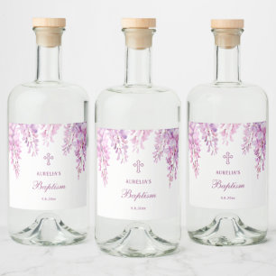 Pink Wisteria Baptism Liquor Bottle Label