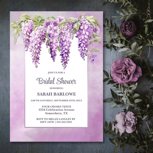 Pink Wisteria Floral Bridal Shower Invitation (Creator Uploaded)