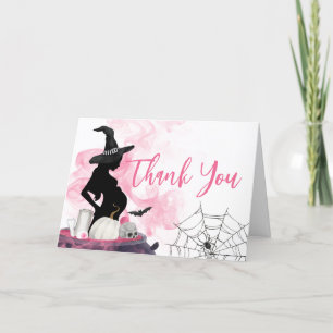 Pink Witch A Baby is Brewing Baby Shower Thank You Card