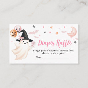 Pink Witch Ghost Little Boo Baby Diaper Raffle Enclosure Card