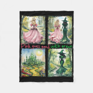 Pink Witch Goes Good With Green Halloween Witch Wo Fleece Blanket