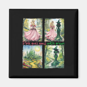 Pink Witch Goes Good With Green Halloween Witch Wo Magnet