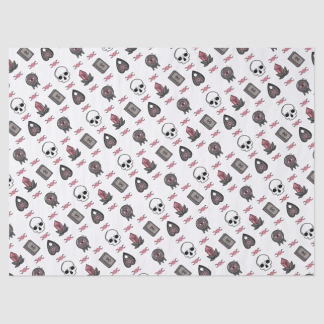 Pink Witch Gothic Triple Moon Pattern Tissue Paper (Front)