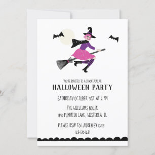 Pink Witch Halloween Party Invitation
