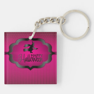 Pink witch Halloween shape Key Ring