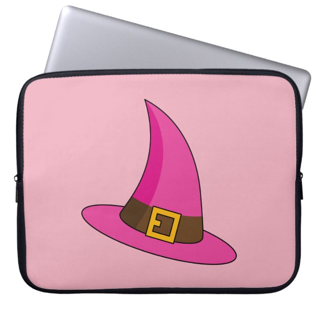 Pink Witch Hat Laptop Sleeve (Front)