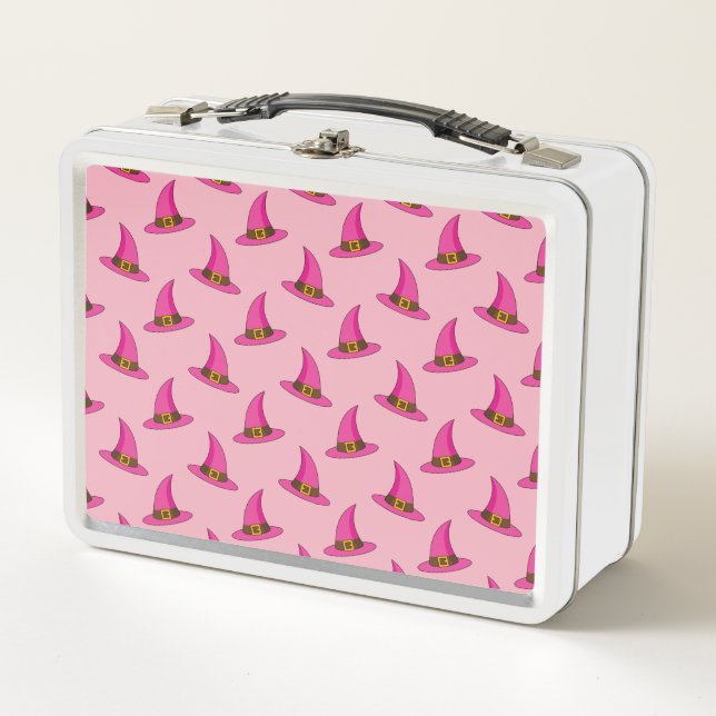 Pink Witch Hat Metal Lunch Box (Front)